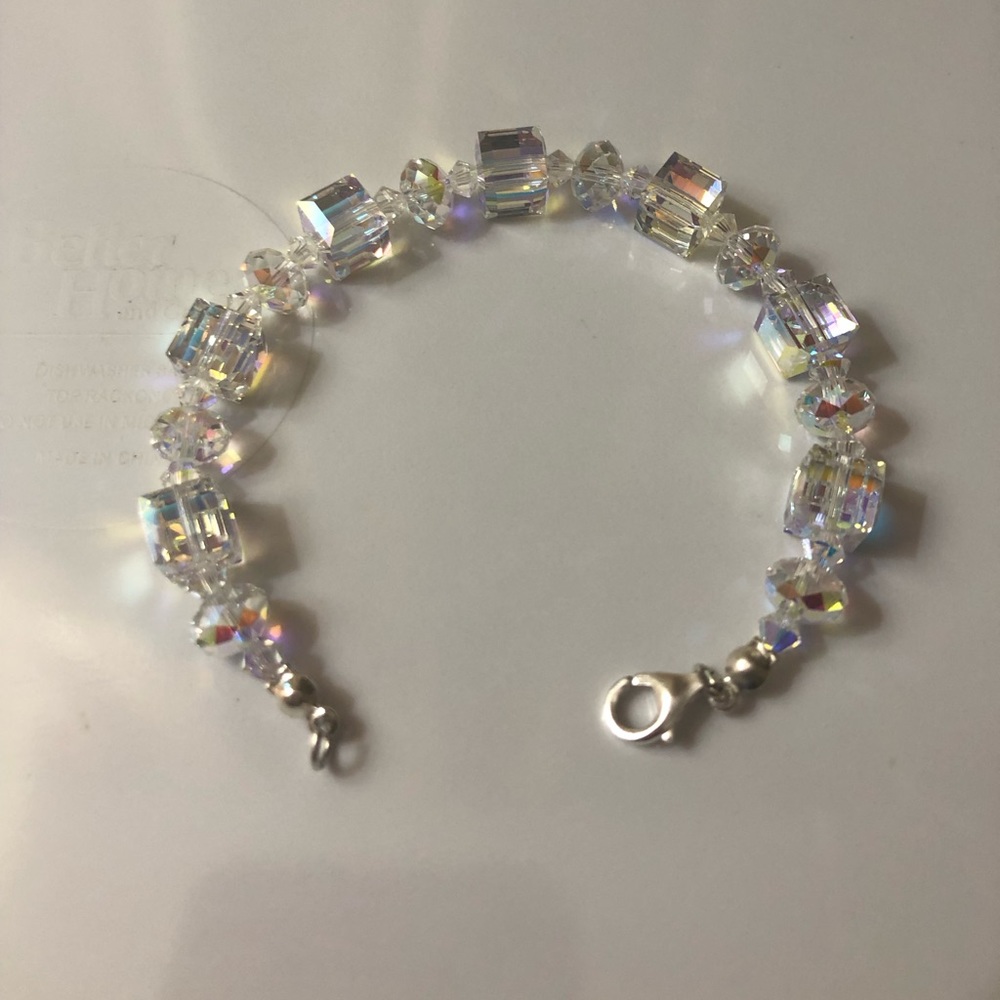 Northern lights faceted crystal sterling silver bracelet